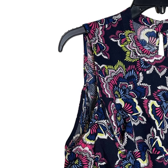 Crown & Ivy Cold Shoulder Top Size Curvy 0X Black Multi Floral Pattern Womens - Picture 6 of 10